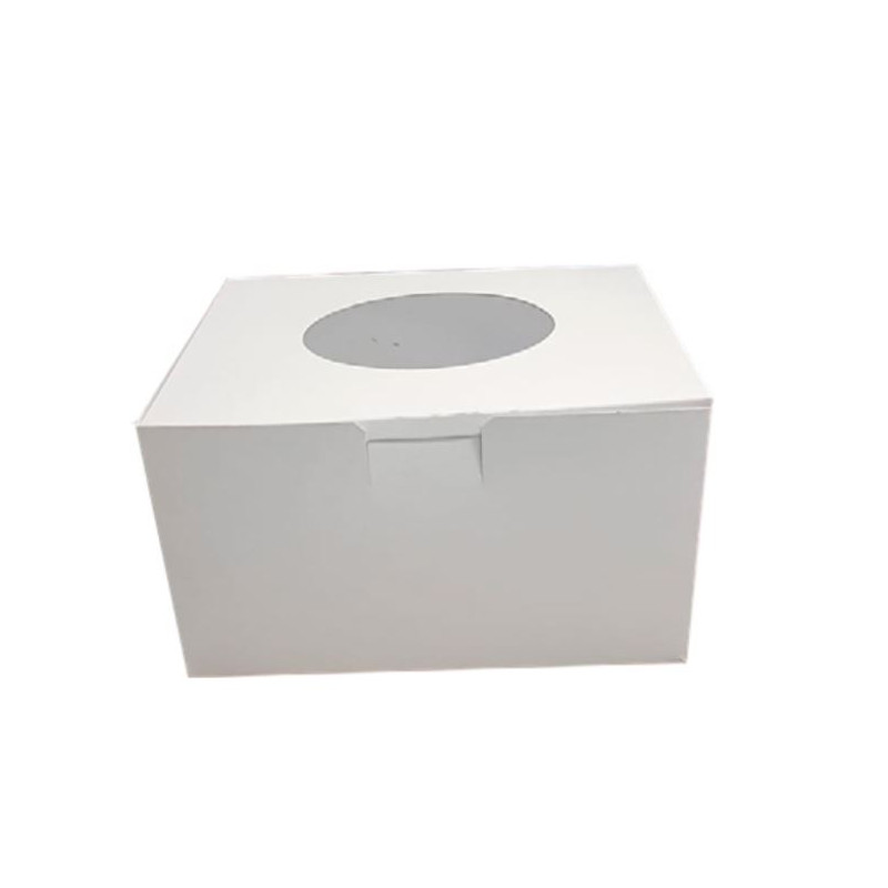 Caja Para Pastel Con Ventana Circular Blanco 50 Pzs