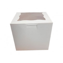 Caja Para Pastel Alta Blanca Con Ventana Superior 50 Pzs