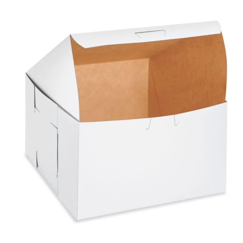 Caja Para Pastel Cuadrada Cartón Blanco 50 pzs