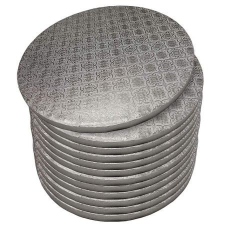 Base Redonda Elegante Forrada Gruesa Con Gofrado 12 Pzs