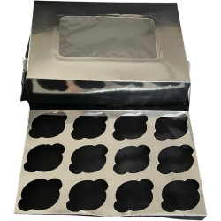 Caja Plata Para Cupcakes Con Ventana 50 Pzs