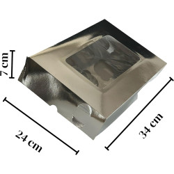 Caja Plata Para Cupcakes Con Ventana 50 Pzs