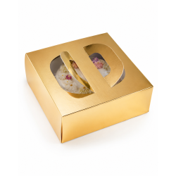 Caja Para Pastel Cuadrada Metálica Con Ventana y Asas 30x30x12cm 25 Pzs